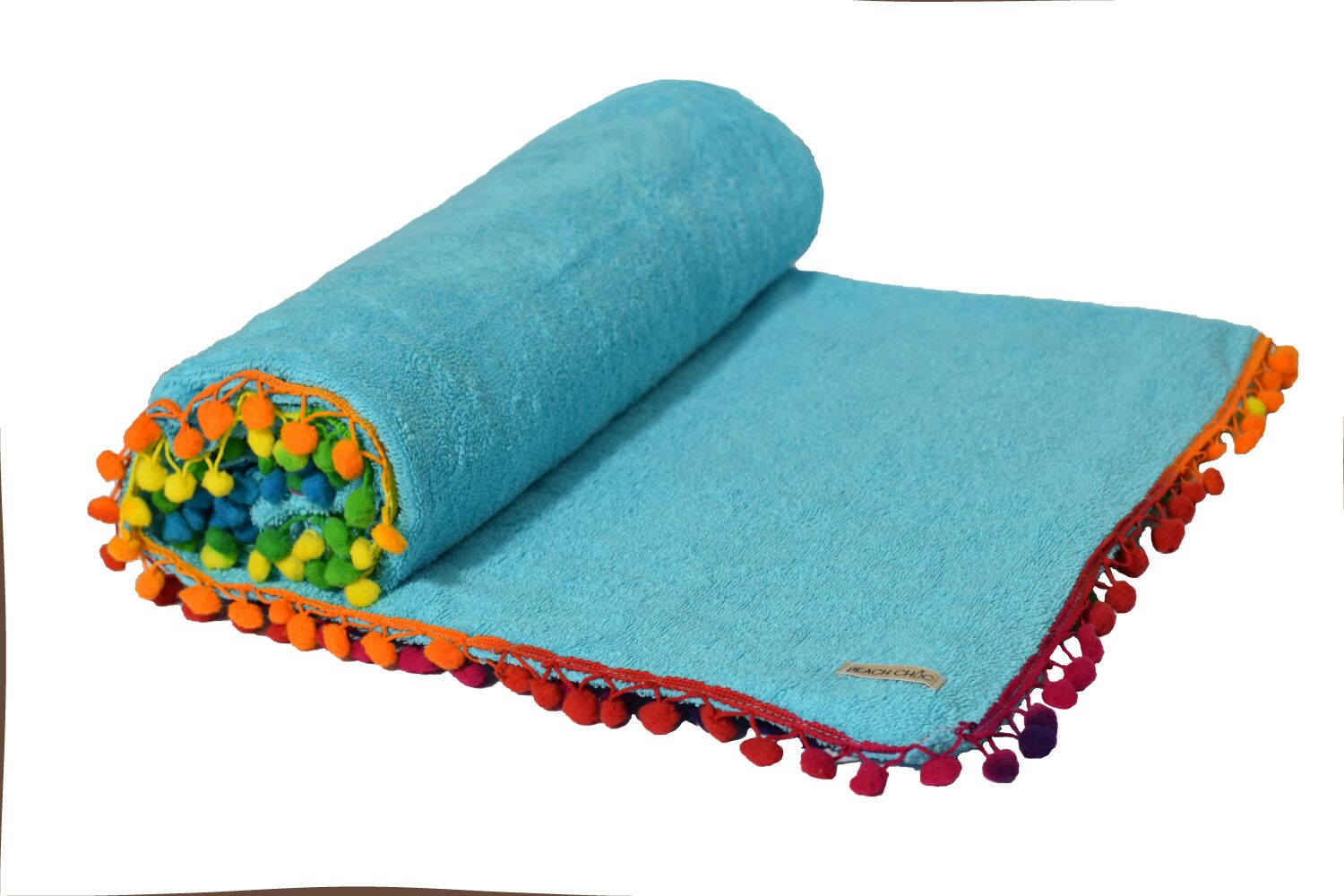 Telo Mare Spugna Pom Pom Multicolor Colore Azzurro
