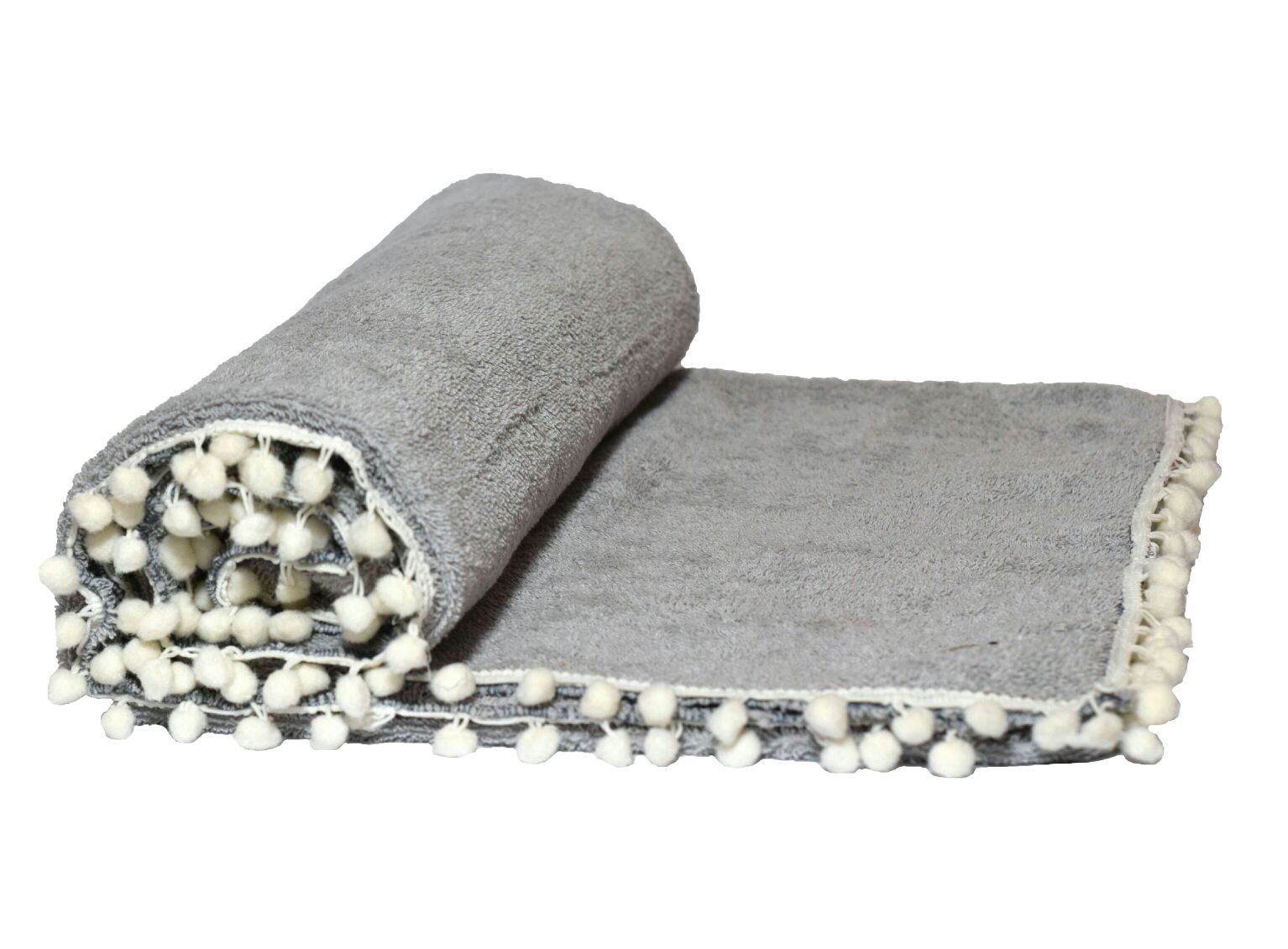 Telo Mare Spugna Pom Pom Colore Grigio