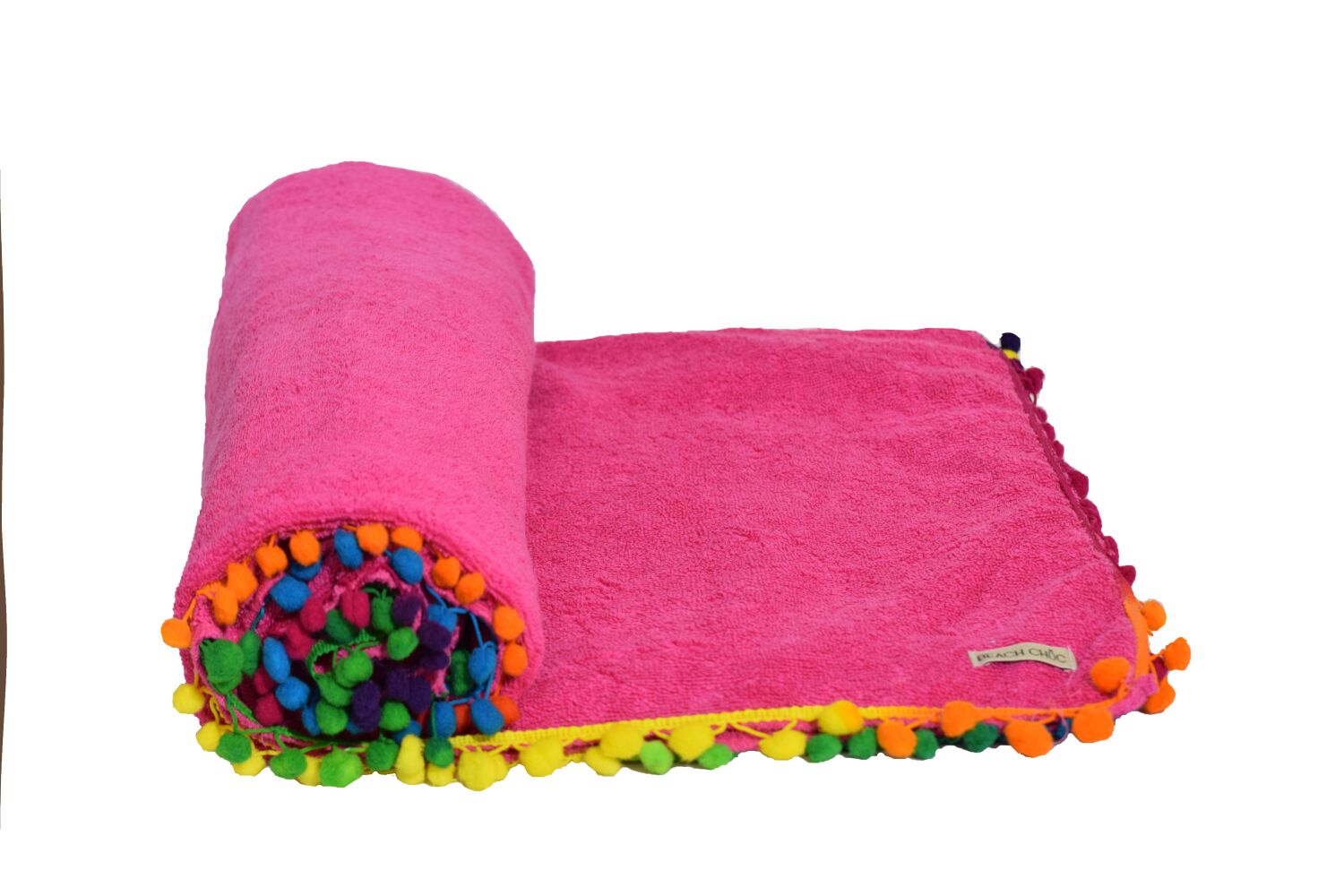 Telo Mare Spugna Pom Pom Multicolor Colore Fucsia